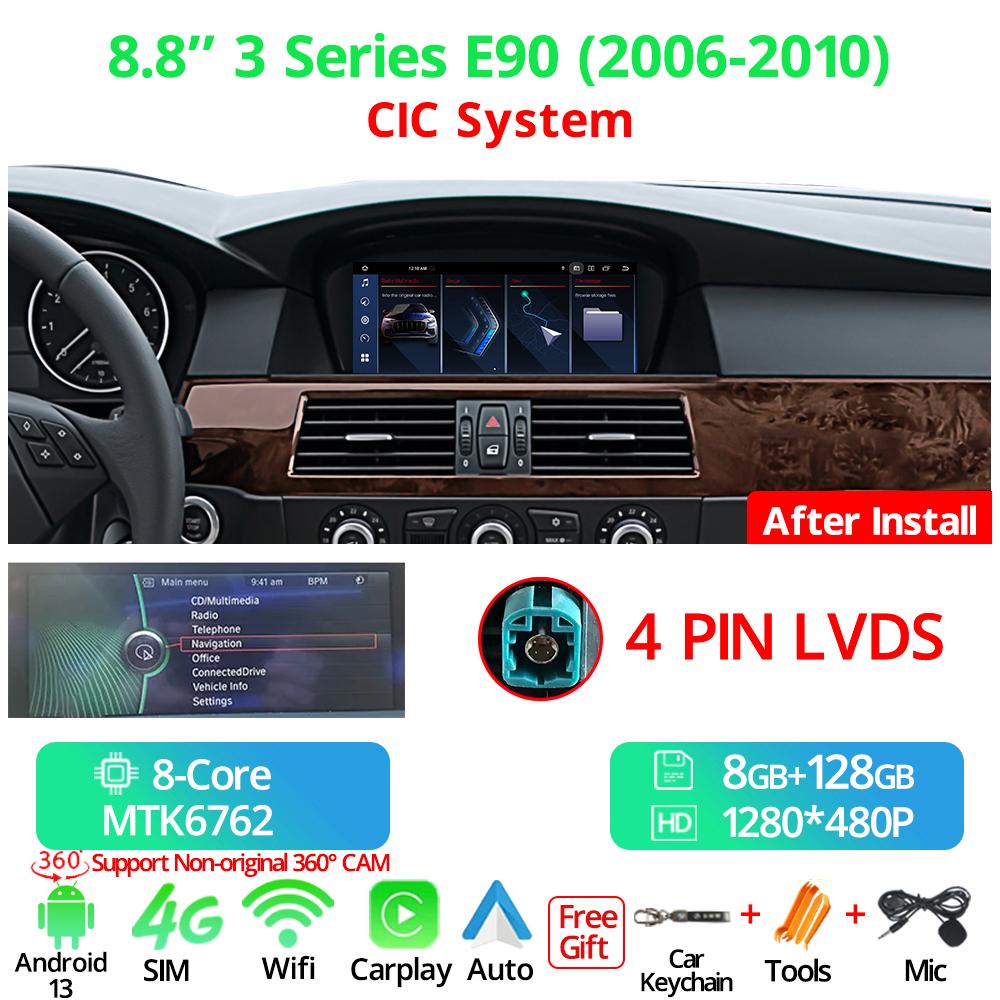8.8" Wireless Carplay Car Radio For BMW 3 Seires E90 LHD 2006-2012 CCC CIC System Android 13 GPS Multimedia Video Player FM BT