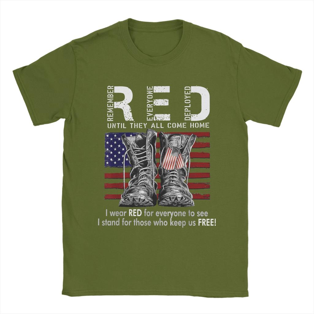 On Friday We Wear Red Military RED Friday Military Remember Everyone Deployed TShirt Unisex Tee Shirt Crewneck Short Sleeve
