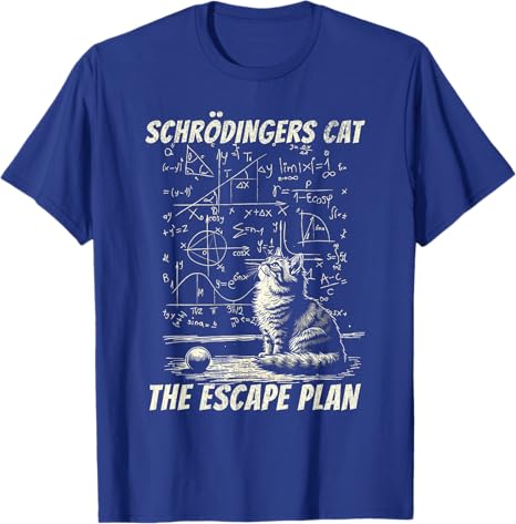 Summer Funny Schr ? Dinger Cat Escape Plan Letter Print Men's Pure Cotton Round Neck T-shirt Outdoor Short Sleeved Shirt
