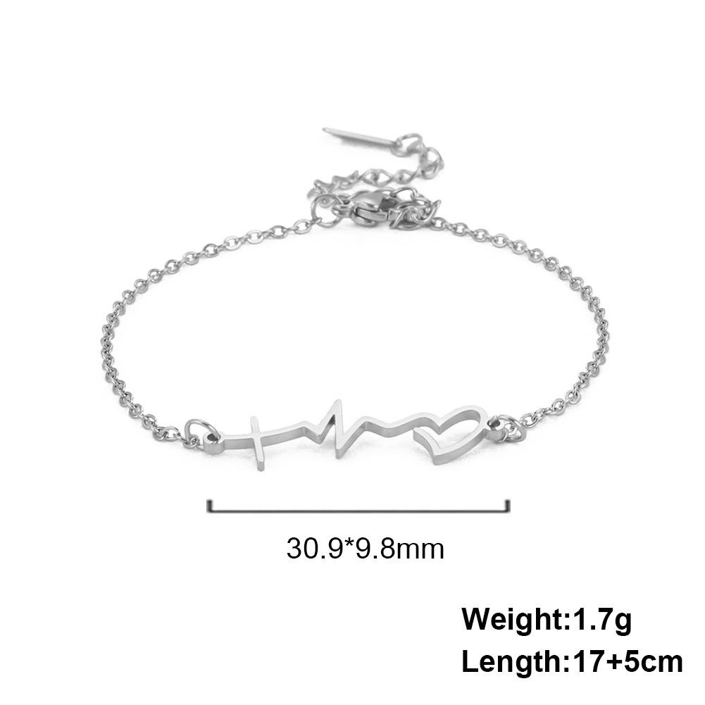 Bracciale con Ciondolo EKG Battito Cardiaco a Linea Semplice e Creativa per Donne Gioielli di Moda Versatili