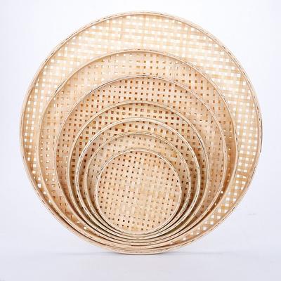 High Quality Handmade Weaving Bamboo Sieve Raft 6 Sizes Easy To Clean Storage Basket Round Dustpan Home Decor