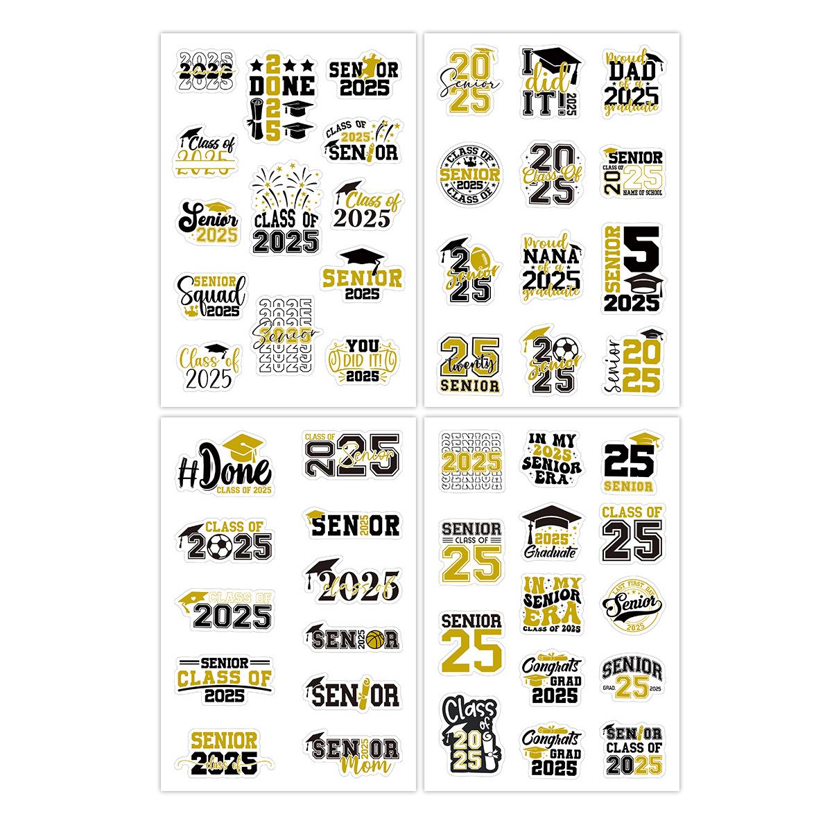 

4Pcs Graduation Doodle Stickers, Creative Water Bottle Luggage Decals, Graduation Party Festival Decorations Supplies 22x15cm