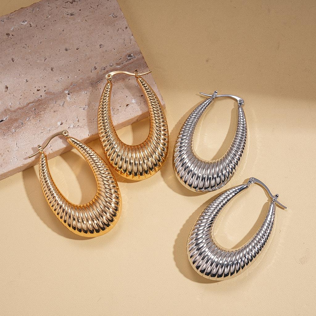 Heavy Industry Geometric Oval Glossy Ear Buckle Personalized Environmental Protection Cold Wind Earrings