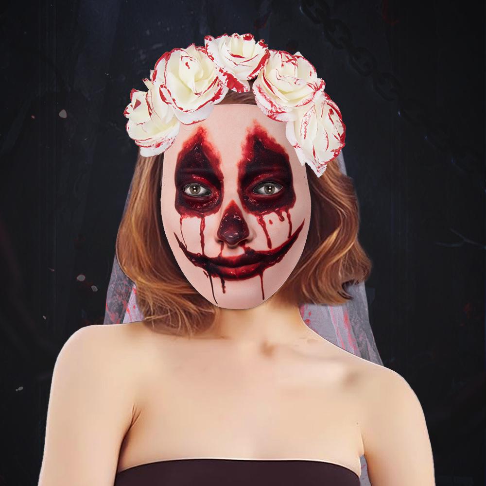 New Ghost Bride Bloodshed Headveil Hair Buckle Mask Halloween Ghost Festival Costume Accessories Party Props