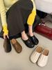 Fashion Outwear Round Toe Mules Daily Shoes For Women Retro Flats Slip On French Style Half Slippers Comfort Slides Soft Footbed Sandals