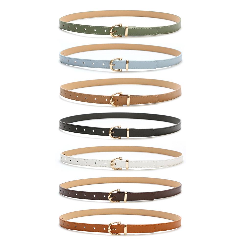 Women Golden Color C-Body Buckle Leather Belt Korean Belt Version Fashion Fine C3P4