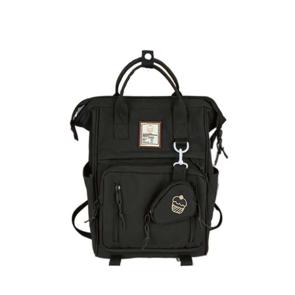 

Large Capacity College School Bag Nylon Ins Shoulder Bag Wear-Resistant Laptop Backpack Travel чёрный