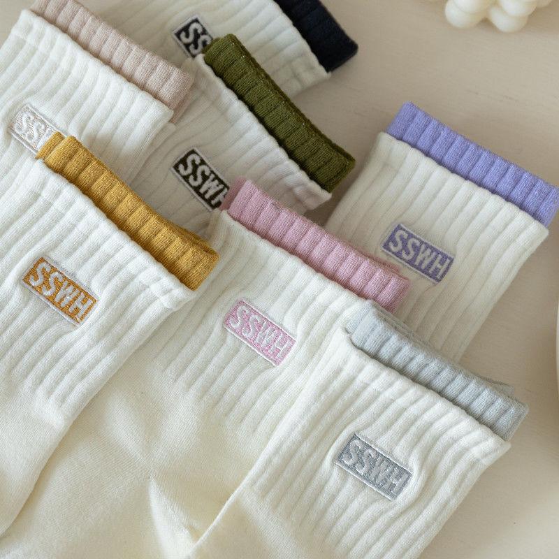 Damen Herbst und Winter Neue Buchstaben Doppelmaul Atmungsaktive Bewegungs-Tube Baumwollsocken