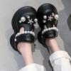 Fashion Cute Pearls Chain Chunky Sandals Women Fashion Diy Eva Platform Clogs Shoes Woman Outdoor Non Slip Soft Bottom Sandles Female