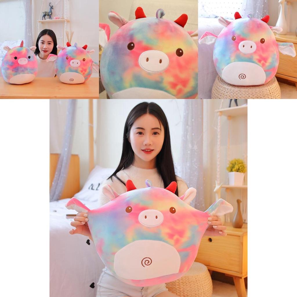 Cute Unicorn Plush Toy Bat Pillow For Kids Rainbow Pig Cat Cow And Bat Designs 35cm