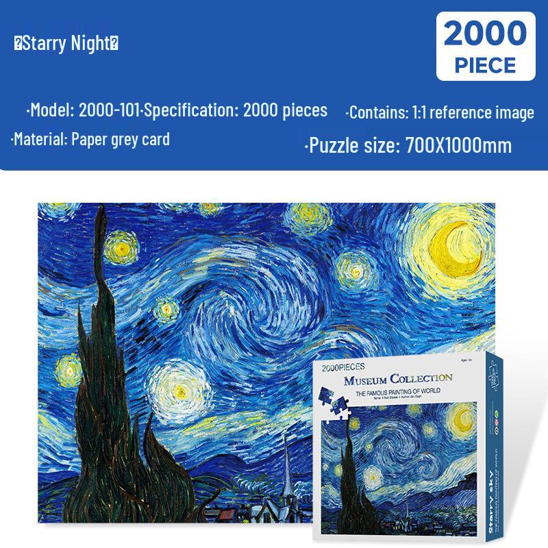 Van Gogh Starry Night 2000-Piece Jigsaw Puzzle, Extra Large, Decorative & Educational for Adults.