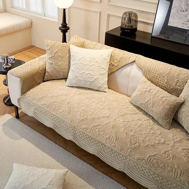 

Короткая плюшевая диванная подушка осень-зима тисненая волнистая кромка диваны полотенце наволочка Г-образный диван чехол скользящий износостойкий 45x45 pillowcase1pcs серый