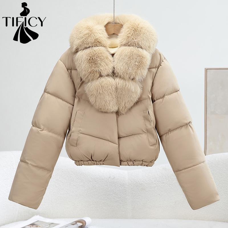 TIFICY Women's Fashion Casual Fall Winter Solid Color Print Long Sleeve Jackets & Coats Down Coats