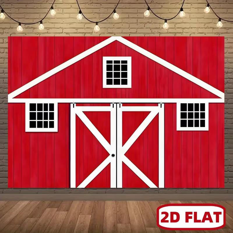 

2D Country Red Barn Backdrop Farmhouse Barn Door Background Cloth 47.2x31.5inch/120*80cm