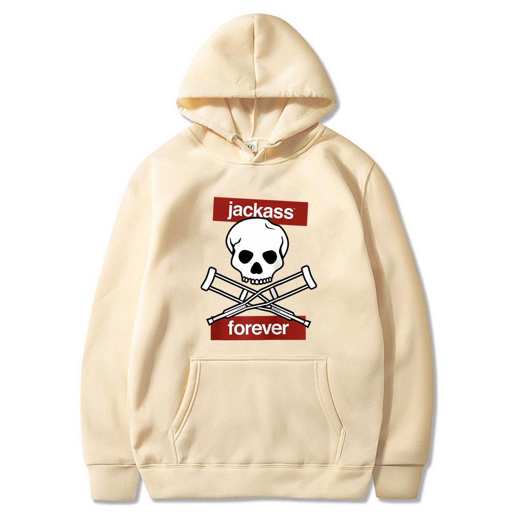 Jackass Forever Schelet Cârje Avertisment Logo Grafic Hanorac Bărbați Femei Casual Bumbac Hanorac Bărbați Hanorace Vintage Oversized