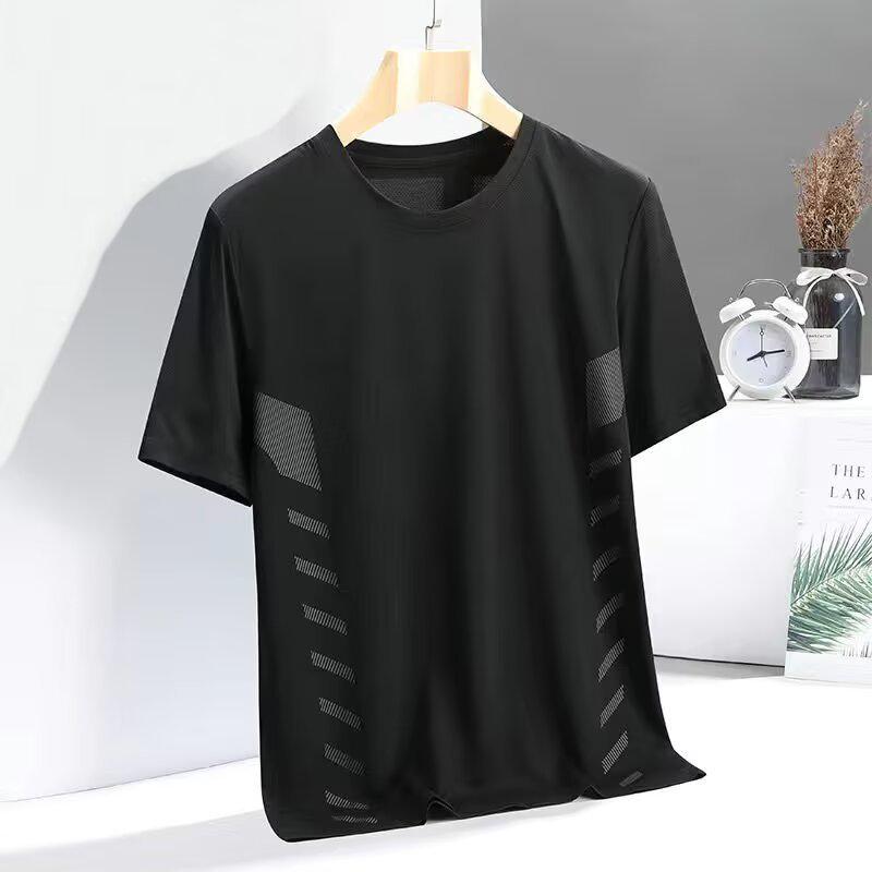 

Men s Summer Ice Silk Quick-Dry Round Neck T-Shirt - Breathable, Loose, Short Sleeve 2XL