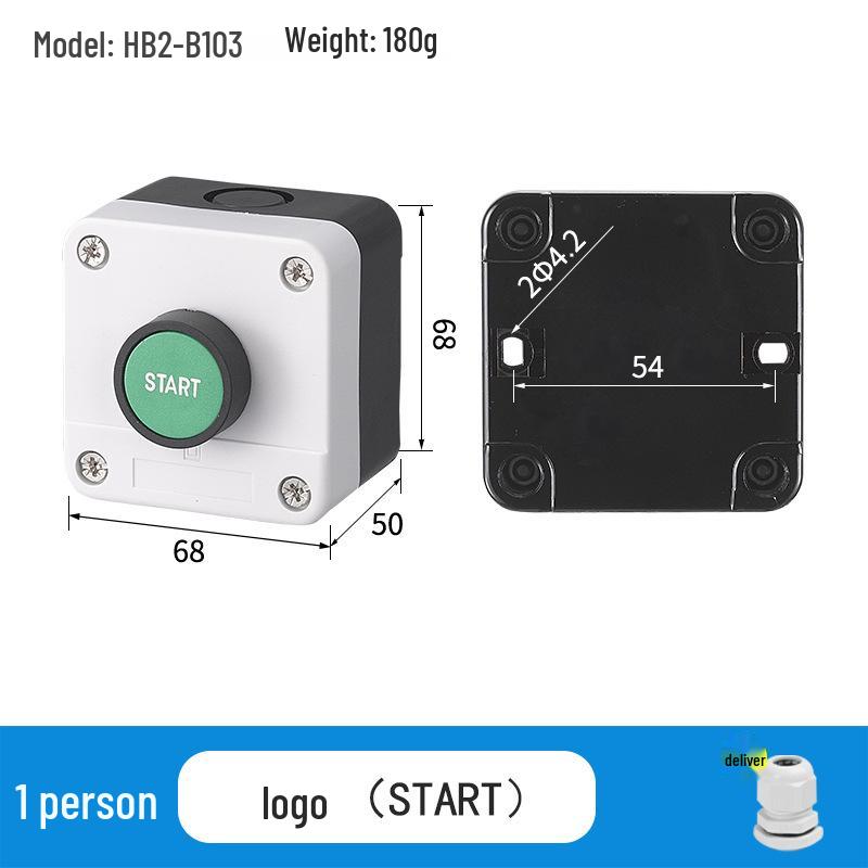Waterproof 22mm Emergency Stop/Start Button Switch Box with Self-Locking & Resetting Indicator Light