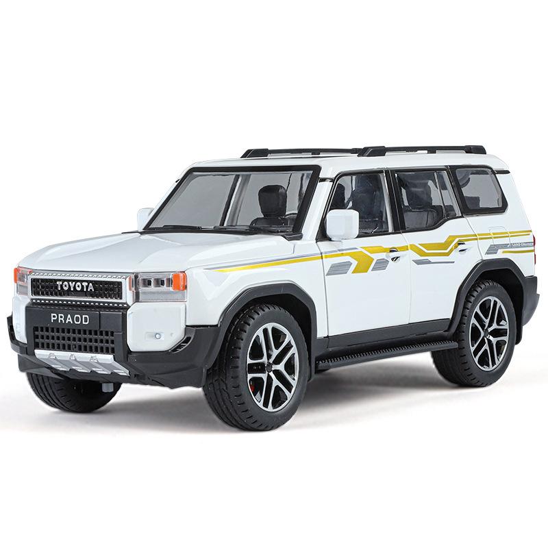 1/24 Toyota Prado LC250 Automobile Model Metal Die Cast Simulation Sound Light Seat Foldable Boys Birthday Gift Children's Toys