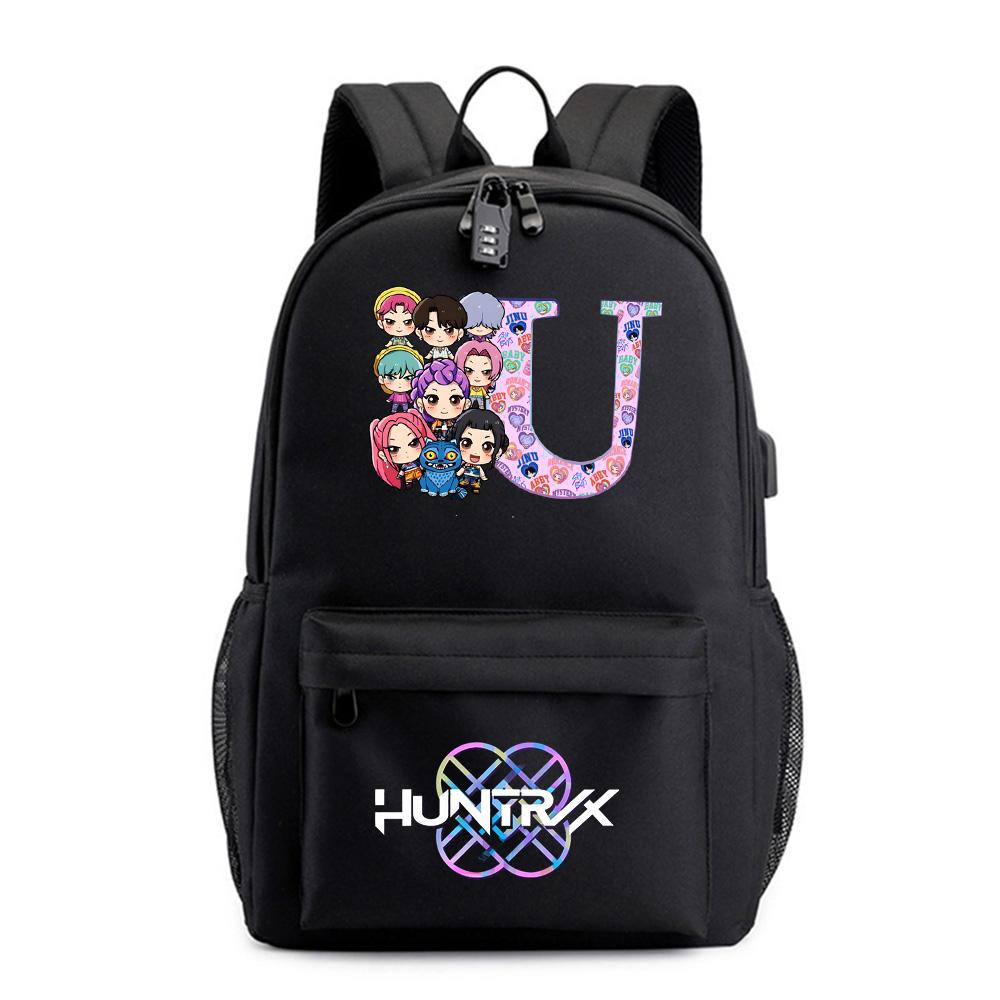 26 English Letter K-Pop Printed Backpack for Teenager Student Girl Boy Bookbag Schoolbag Women Large Capacity Waterproof Travel Bag Kid Gift