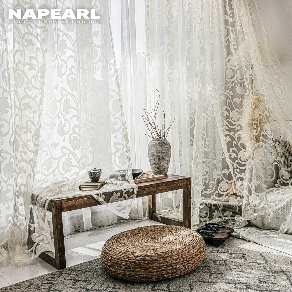 1 PC NAPEARL Tenda jacquard per finestra camera da letto Tenda in tulle morbida tenda trasparente per la decorazione domestica