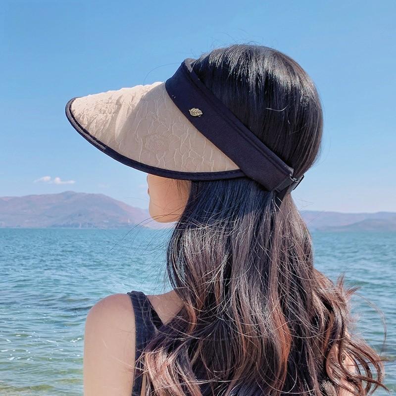 Summer Wide Brim Sun Hat For Women Folded Design Uv Protection Lightweight Polyester Fashion