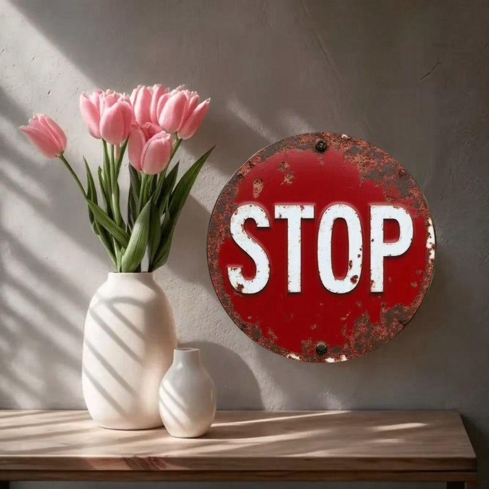 2D Metal Wall Art Round Shape Home Decor Minimalist Style for Living Room Office Bar Cafe Easy Installation Housewarming Gift