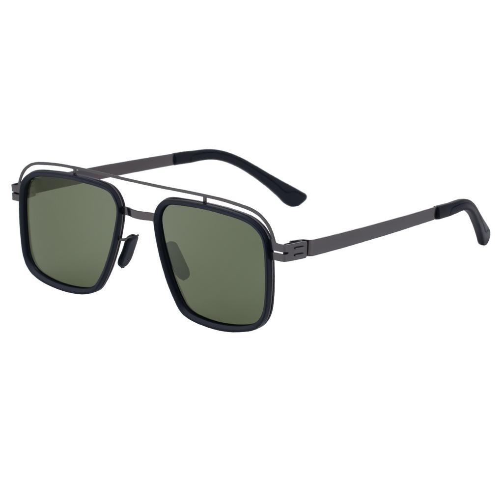KLASSNUM Square Polarized Sunglasses Men Double Bridge Personalized Sunscreen Glasses Eyeglasses Outdoor Cycling Driving Goggles