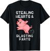 Lustiges Furzendes Schwein T-Shirt mit der Aufschrift 'Stealing Hearts and Blasting Farts'
