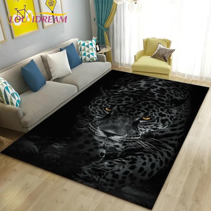 3D Cartoon Dier Luipaard Jachtluipaard Gebiedskleed Tapijt voor Woonkamer Slaapkamer Speelkamer Sofa decoratie huis Antislipkleed Vloermat Zacht