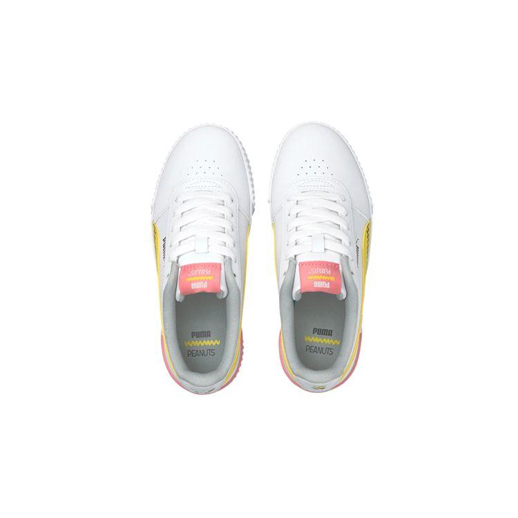 PUMA Peanuts X  Carina Series Casual Lightweight Durable Low-Top Kids Skate Shoes Kids skate shoes White Yellow Pink 381877-01