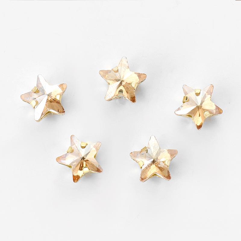 50 Pcs 10mm Star Glass Claw Drill with Hole Pentagram Hand-sewn Drill DIY Wedding Shoes and Clothing Bags Hairpin Jewelry Accessories