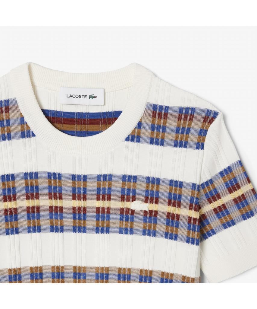 LACOSTE Women'S Pleated Rib Knit Short Sleeve Sweater Af7961-55N 6Qi