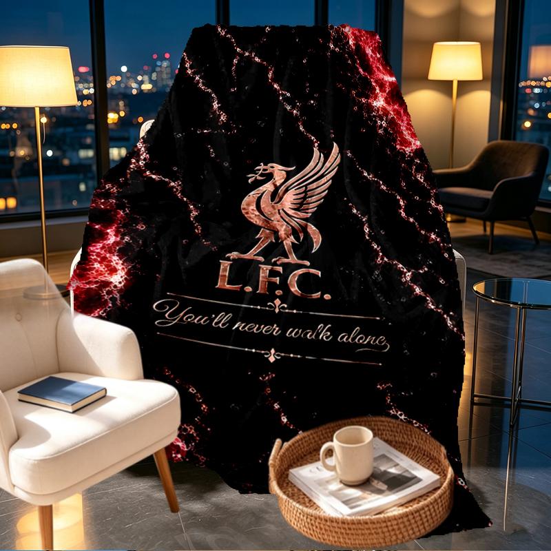 Liverpool F.C. Print Decke - Weich & Bequem, für Schlafzimmer, Reisen, Sofa, Heimdekoration - Geburtstags-Weihnachtsgeschenk für Freund