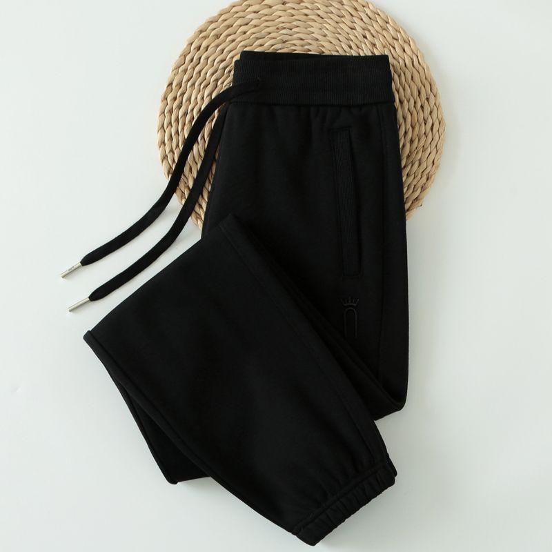 

Горчично-зеленый 2025 Новые спортивные штаны Женские Весна и Осень Женские Свободные Спортивные штаны с манжетами на щиколотках Повседневные С высокой талией Большого размера Штаны Black Spring and autumn XL code pants