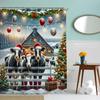 Fabric Christmas Shower Curtain Set- Vintage Xmas Tree Fireplace Winter Holiday Bath Bathroom Decor Curtain Polyester,Washable