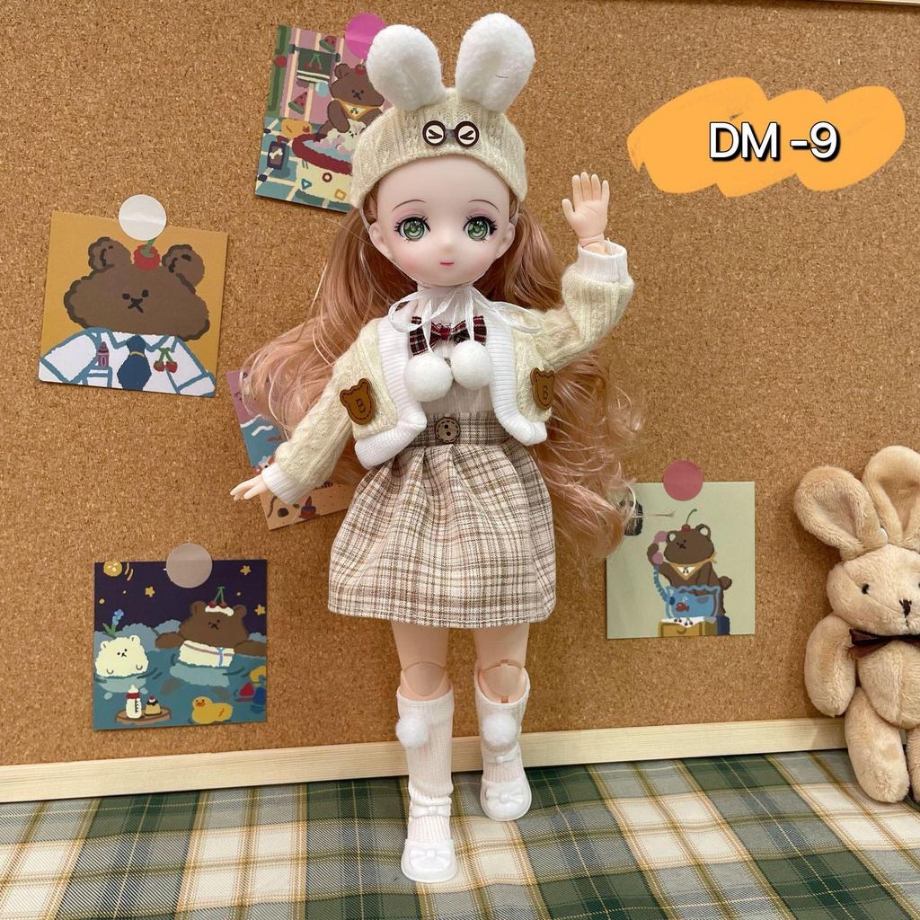 30CM Mini Movable 23Jointed Doll Girls Toy 3D Big Eyes BJD Princess Full Outfits Dresses Collection Childrens Doll Gift