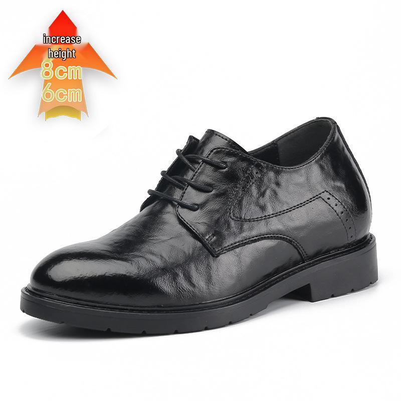 Men's Height-Increasing 8CM Formal Leather Shoes - Korean Style, Pointed Toe, Breathable, Casual, British Trend