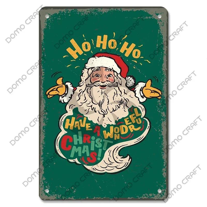 Retro Christmas Decor Vintage Metal Tin Sign with Cake Music Box Christmas Tree for Bakery Candy Shop Home Wall Art