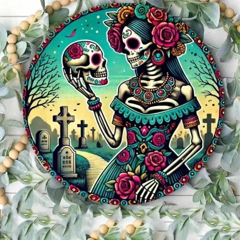 Vintage Tin Sign Metal Wall Art Round Decor Home Kitchen Garden