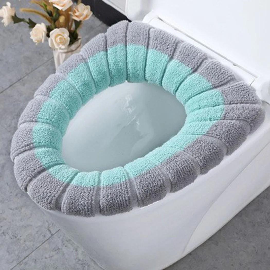 

Warm Toilet Seat Cover Mat Bathroom Toilet Pad Cushion Seat Closestool Cover With Handle Thicker Soft Washable Closestool Warmer