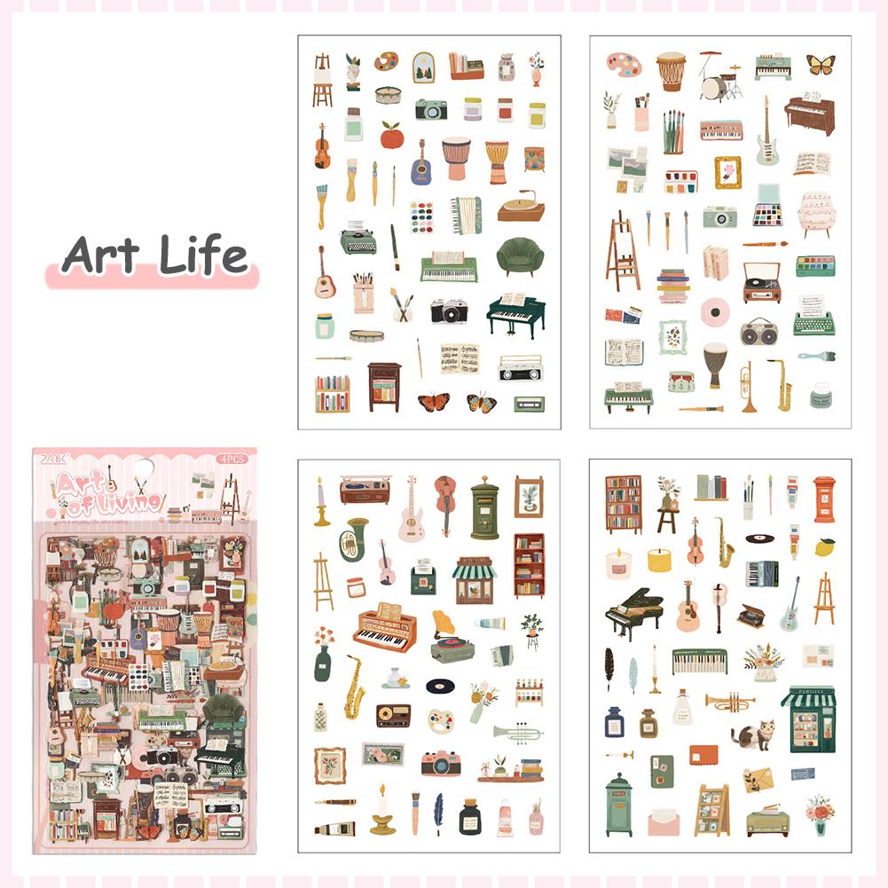 

4 Sheets Cute Magazine & A Fleeting Pleasure Series Scrapbooking Stickers PET DIY Junk Journal Album Diary Decoration Stationery Supplies Art Life