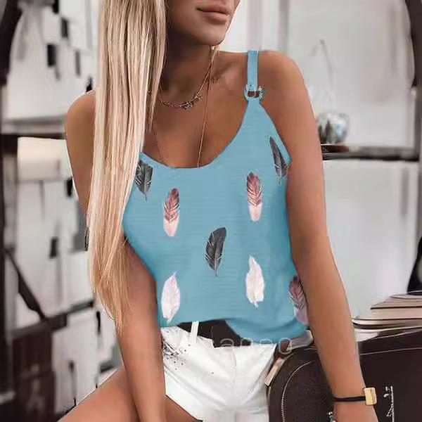 

HNXC Summer Women s Casual Round-neck Printed Halter Top XXXXXL