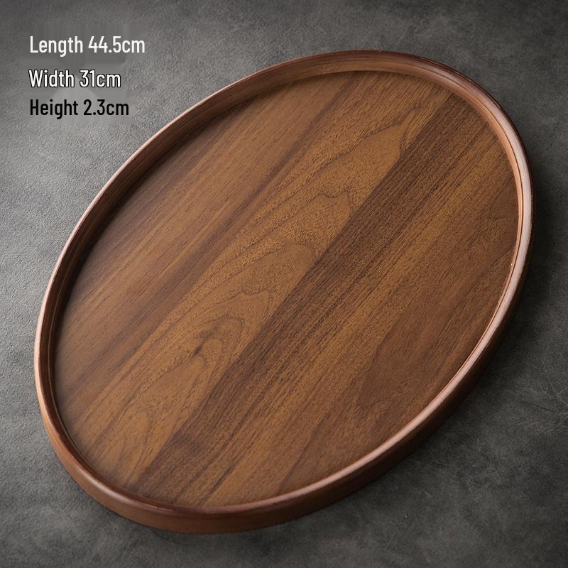 Creative Walnut Dessert & Fruit Plate with Teacup Holder - Bamboo & Wood Tea Tray