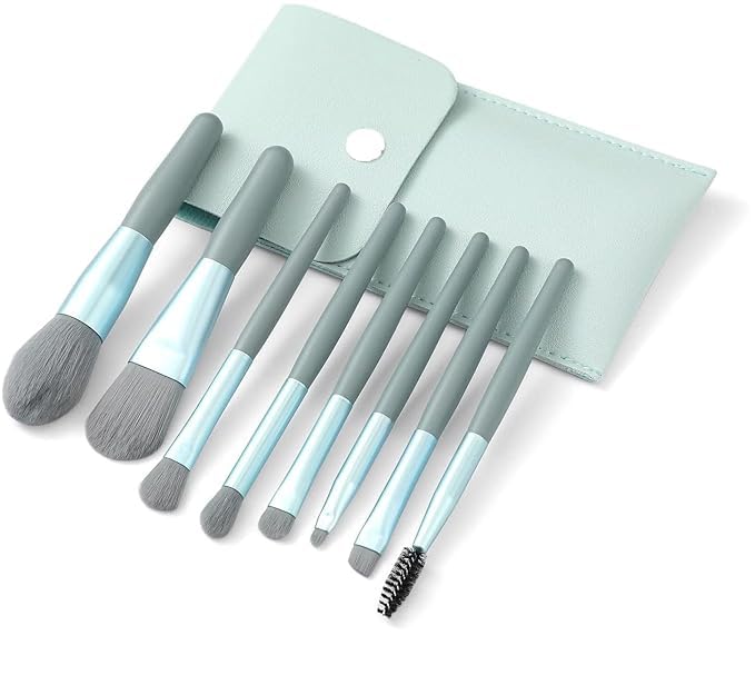 ETSAP 8 Pcs Brush Set With Pouch, Makeup Brushes Premium Synthetic Kabuki Foundation, Concealers, Eye Shadows Professional Blush, Face Powder, Highl