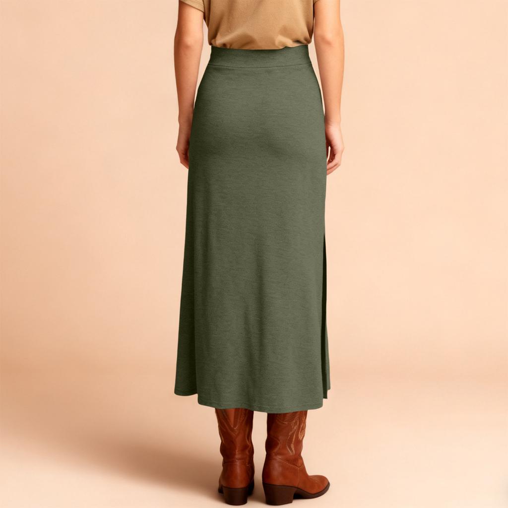 Women Casual High Elastic Waist Slimming Lady Tight Long Skirt