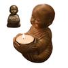 Liten Munkstaty Ljusstake Hållare Vintage Utsökt Dekorativ Buddha Staty Ljusstake för Hem Skrivbord Utomhus