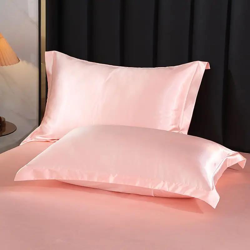 Pillowcase Silk Pillow Covers Silky Satin Hair Beauty Pillow case Comfortable Pillow Household Decoration wholeStandard/Queen 2PC