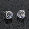 Womem Simple Round Cut Princes  Silver  Earrings White Rhinestone Ear Studs Women Party Jewelry