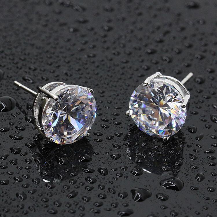 Womem proste okrągłe kolczyki książąt srebrne kolczyki białe kolczyki z kryształkami dla kobiet biżuteria imprezowa