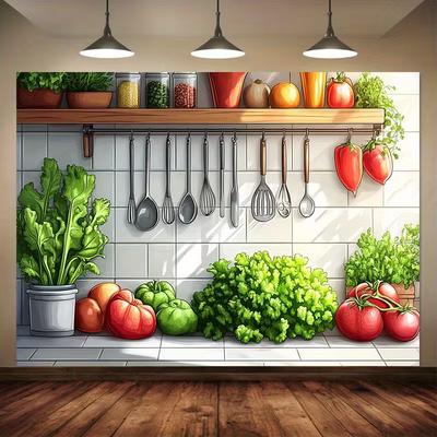 2D Flat Print Farm Fresh Produce Backdrop Cooking Party Background Cloth